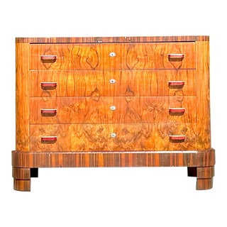 Vintage Italian Deco Burl Wood Chest of Drawers For Sale