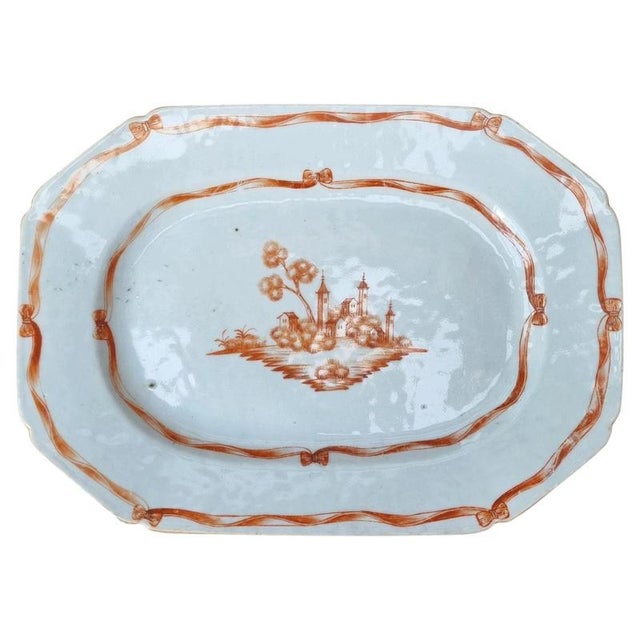Ceramic 18th Century Qing Dynasty Chinese Export Porcelain Dish with Red Enamel For Sale - Image 7 of 7