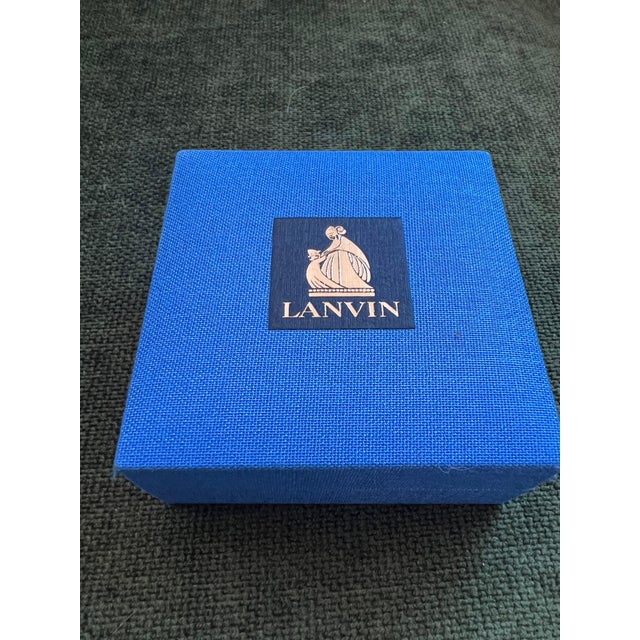 "LANVIN" Vintage Cufflinks Labradorite Stone Gold Plate, Original Case, Circa 80 For Sale - Image 9 of 18