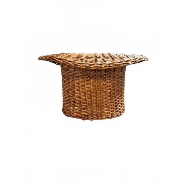 Mid 20th Century Mid-Century Woven Wicker Top Hat Novelty Basket - Made in Yugoslavia For Sale - Image 5 of 6