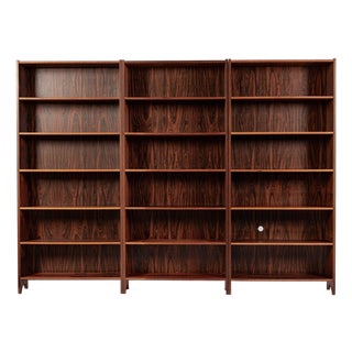 Set of 3 Mid Century Scandinavian Modern Rosewood Bookcases For Sale