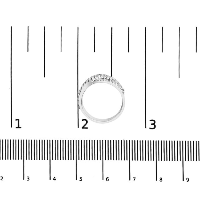 Metal 10K White Gold 3/4 Cttw Princess Natural Diamond Split Shank and Weave Band Ring (H-I Color, SI1-SI2 Clarity) - Ring Size 8 For Sale - Image 7 of 7