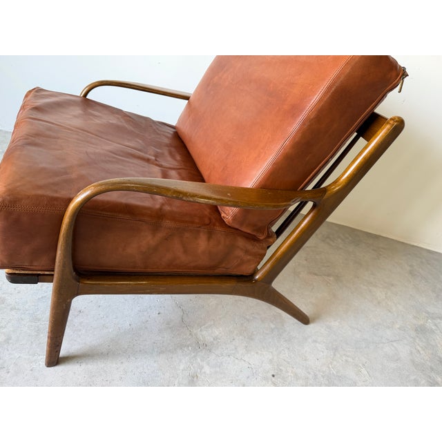 1950’s Mid Century Adrian Pearsall Style Lounge Danish Leather Chair - Made in DenMark For Sale - Image 10 of 18
