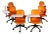 Set of 6 Early 21st Century Modern Steelcase Orange Node Task Chairs W/Work Surface & 5 Prong Base For Sale