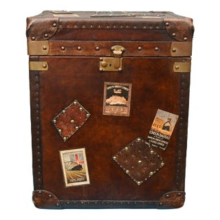 Vintage Leather Steamer Trunk For Sale
