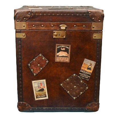 Vintage Leather Steamer Trunk For Sale