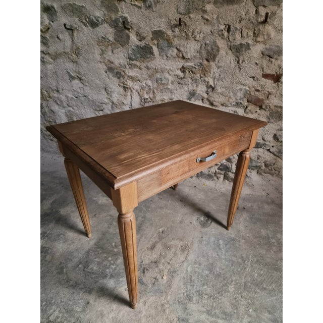 Vintage French Oak Desk and Bistro Chair in Beech, 1930, Set of 2 For Sale - Image 13 of 18