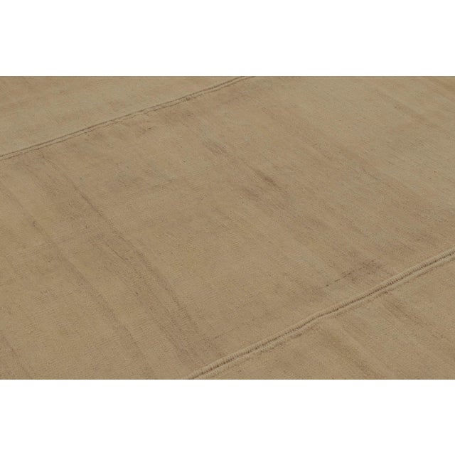 2010s Rug & Kilim’s Contemporary Rez Kilim in Brown Textural Stripes For Sale - Image 5 of 9