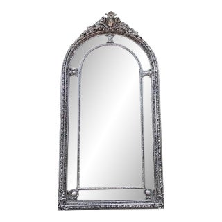 Late 20th C French Louis XVI Silver Beech Floor Mirror – 1 Pc For Sale