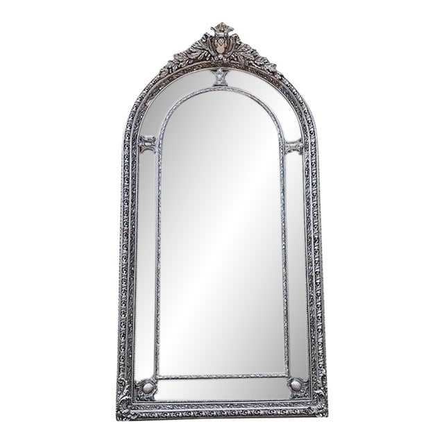 Late 20th C French Louis XVI Silver Beech Floor Mirror – 1 Pc For Sale