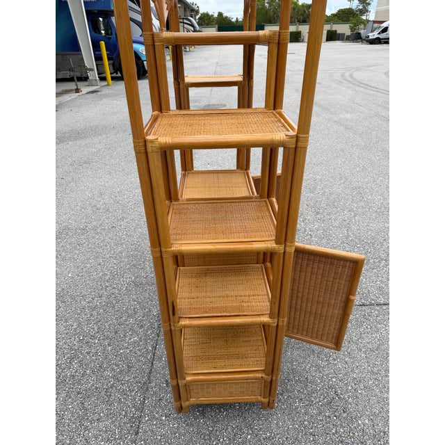 Vintage Boho Woven Rattan Etagere For Sale - Image 10 of 10