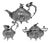 Antique Italian Silver Three Piece Tea Set by G.Accarisi, 1890, Set of 3 For Sale