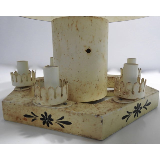 Metal Mid-Century French Tole Metal Chandelier For Sale - Image 7 of 11