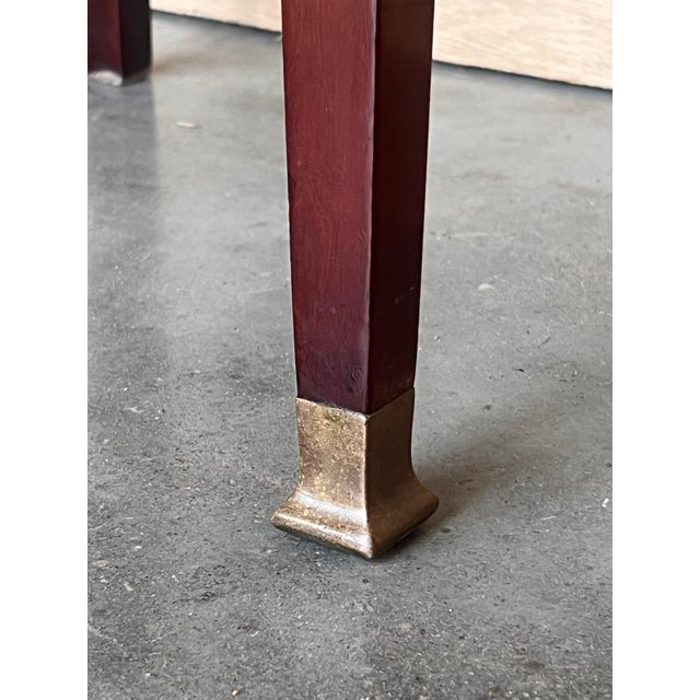 1900s, Art Nouveau Pair of Walnut Nightstands with Crest and Glass Shelve For Sale - Image 14 of 18