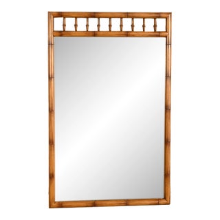 Thomasville Hollywood Regency Faux Bamboo Framed Wall Mirror, Circa 1960s For Sale