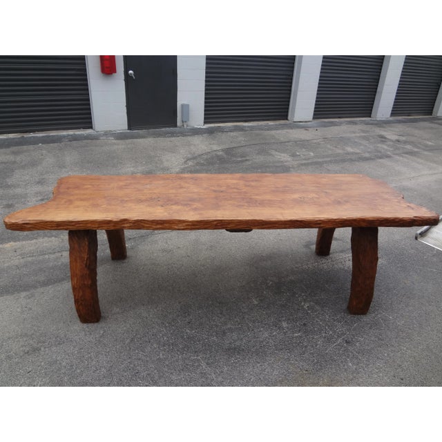Brutalist 1960s French Brutalist Elm Dining Table or Center Table by Atelier Marolles For Sale - Image 3 of 12