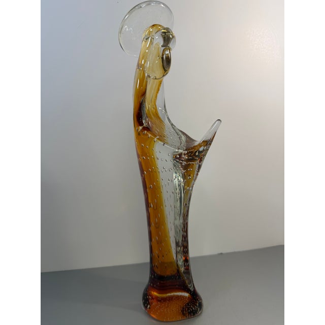 Stunning Vintage Murano Archimede Seguso Amber Bullicante Glass Madonna Sculpture, 13.5" - 14". This Mid-Century Modern...
