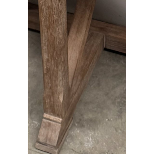 Demi-Lune Console in Driftwood Finish With Metal Top For Sale - Image 10 of 11