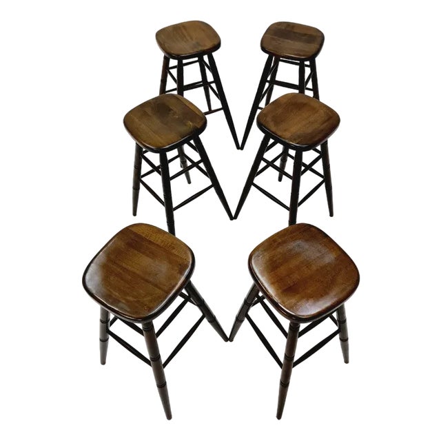 Mid-Century Modern German Bar Stool in Wood, 1950s For Sale