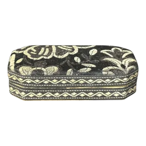 Small Decorative Brocade Trinket Box With Mirror