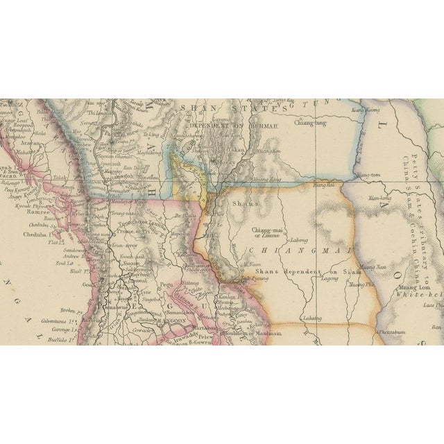 Paper Antique Map of South and Southeast Asia, 1860 For Sale - Image 7 of 10
