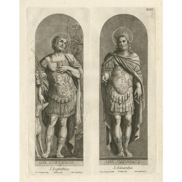 After Zampieri, Illustration of Saint Eustachius and Saint Odoardus, 1762, Print For Sale - Image 6 of 6