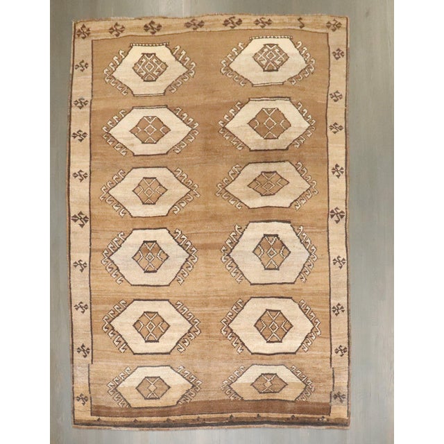 mid 20th Century Turkish Kars Brown Geometric Kars Details rug no. j4240 size 6' 9" x 9' 4" (206 x 284 cm)