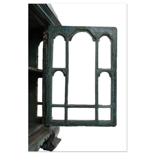 Patinated Wooden Wall Display Cabinet For Sale - Image 5 of 9