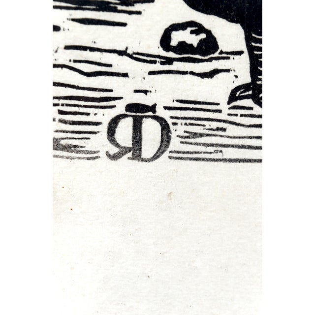 French Artist, Peasants, 1970, Woodcut Prints, Set of 2 For Sale - Image 9 of 13