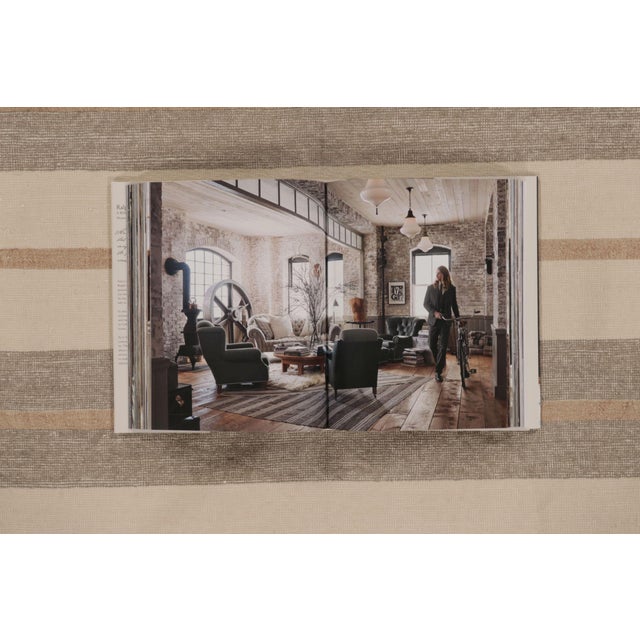 Beige Rug & Kilim’s Contemporary Dhurrie Rug in Brown Geometric Stripes For Sale - Image 8 of 9