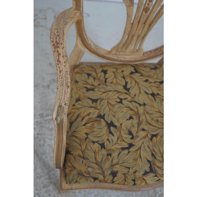 Set of 6 Distressed Painted Shield Back Dining Room Chairs For Sale In Philadelphia - Image 6 of 18