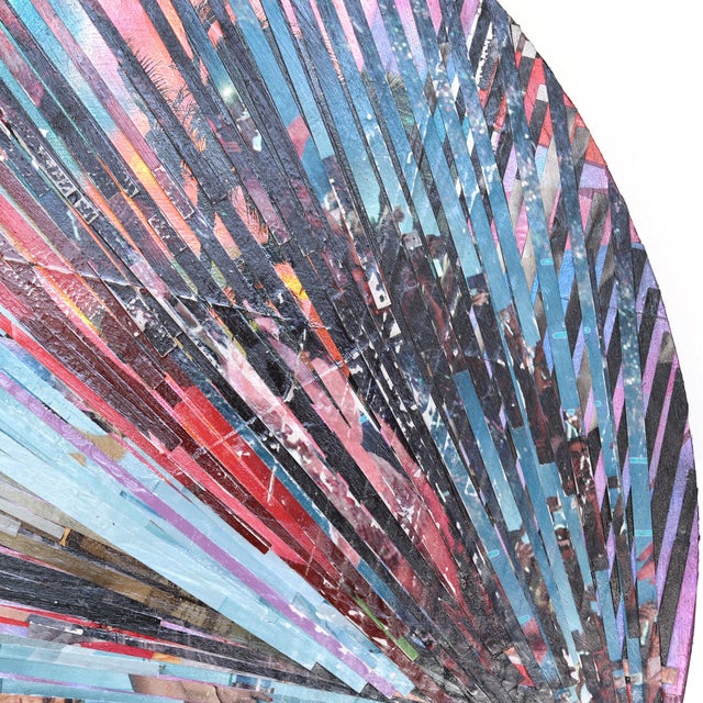 Wood Phoenix Rising - Original Round Contemporary Luxury Gucci Shopping Bags Collage Mixed Media Wall Art For Sale - Image 7 of 9