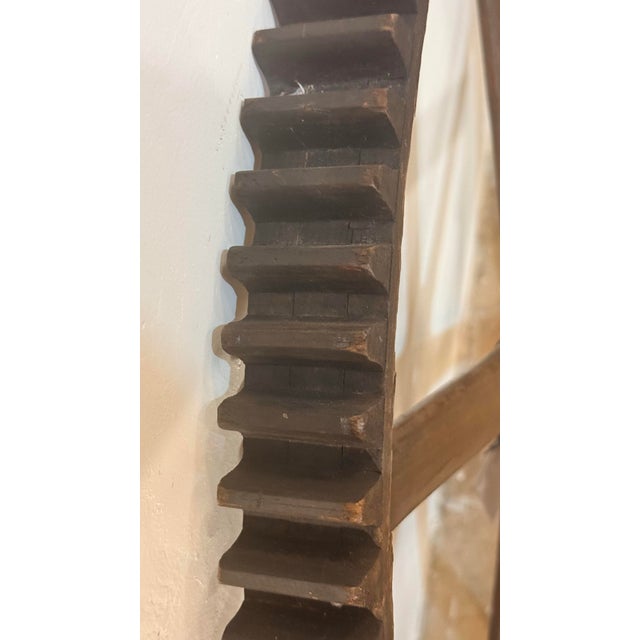 Chestnut Large Antique Wooden Cog Gear For Sale - Image 8 of 12