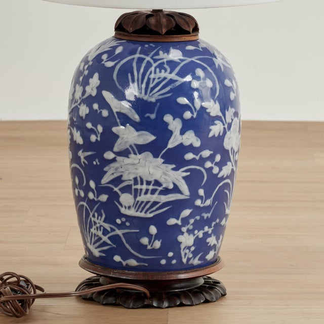 Antique Chinese White and Blue Table Lamps For Sale - Image 4 of 9