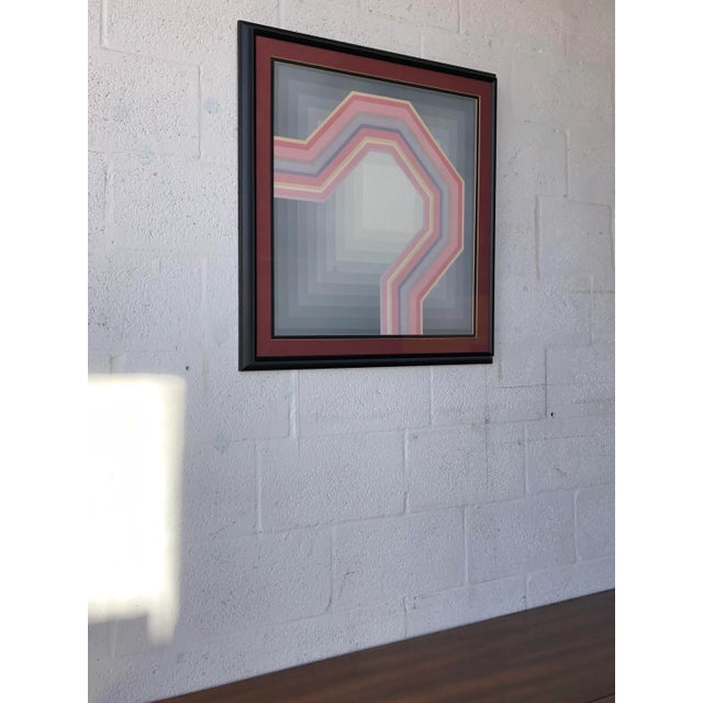 1980s Framed Abstract Geometric Lithography. For Sale - Image 10 of 11