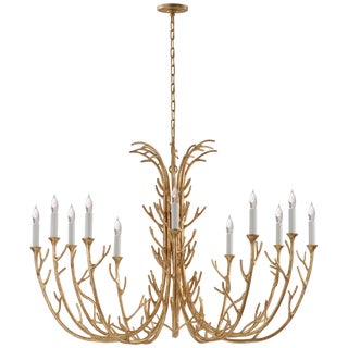 Julie Neill for Visual Comfort Signature Silva Grande Chandelier in Antique Gold Leaf For Sale