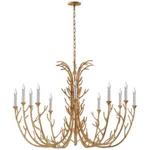 Julie Neill for Visual Comfort Signature Silva Grande Chandelier in Antique Gold Leaf
