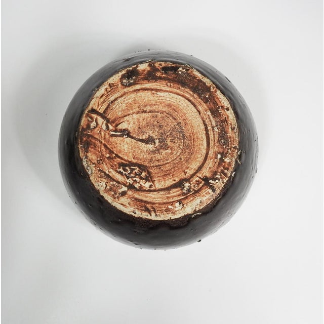Tribal Mid 20th Century Primative Brown Pottery Covered Bowl For Sale - Image 3 of 5