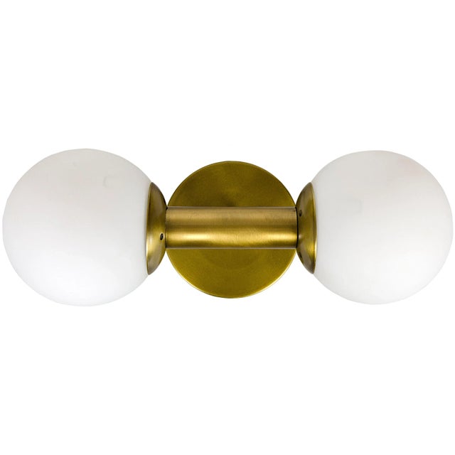 Contemporary Antiope Sconce in Antique Brass in Metal and Glass For Sale - Image 3 of 3