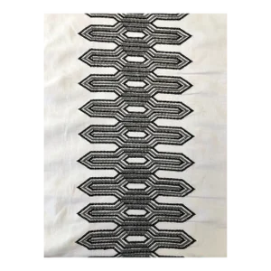 Thibaut Nola Stripe Embroidery Black Fabric- 1 Yard