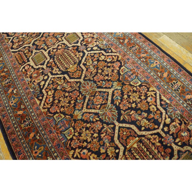1920s Black Geometric Antique Persian Sarouk Rug 2' 7'' X 19' 0'' Handknotted Wool Carpet For Sale - Image 16 of 18
