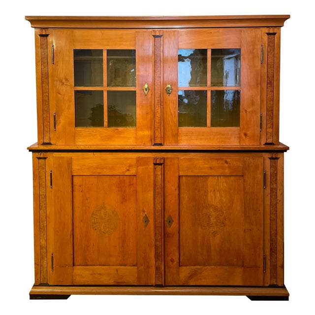 Biedermeier Buffets in Cherry Wood, Birch and Ebonization Veneered on Softwood Body, 1820s, Set of 2 For Sale