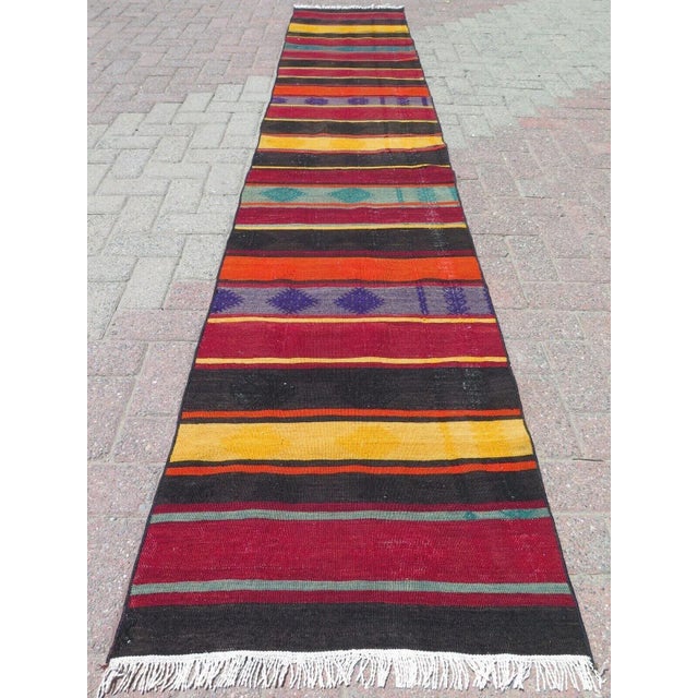 1960's Vintage Handmade Kilim Runner - 24" X 134" For Sale - Image 12 of 12