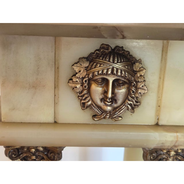 Yellow Antique French Empire Onyx and Gilt Mounted Pedestal Large Neo-Classical Columns For Sale - Image 8 of 17