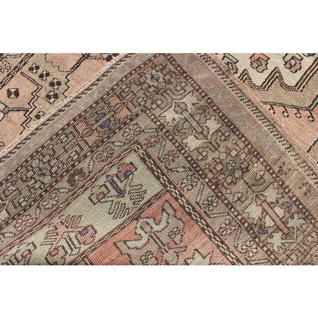 Textile Vintage Turkish Oushak Rug in Soft Apricot, Ivory, and Brown With Medallions For Sale - Image 7 of 8