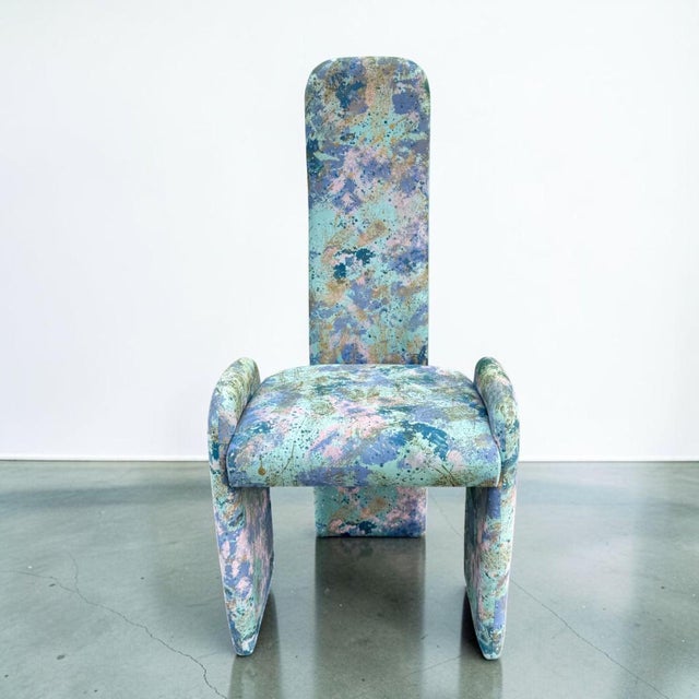Postmodern Sculptural High-Back Dining Chairs in Abstract Upholstery, Set of 6 For Sale - Image 11 of 15