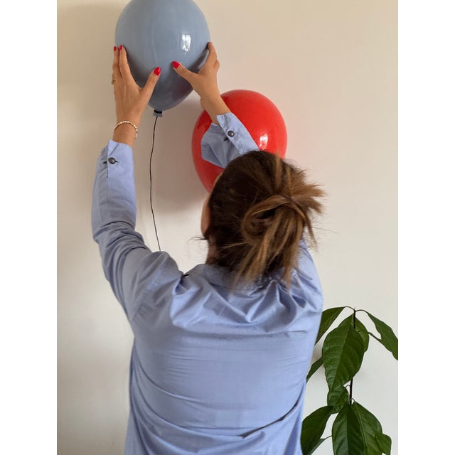 2020s Contemporary Handmade Blue Dawn Glossy Ceramic Balloon Sculpture by ArtArsouf - Medium Size For Sale - Image 5 of 15