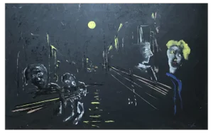 Julien Dinou, Pleine Lune, 1951, Oil on Cardboard