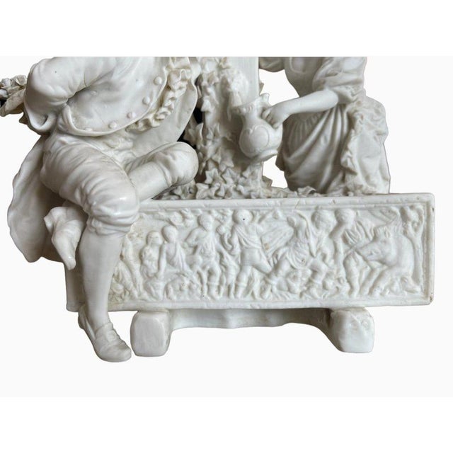 Cupid's Fountain Galante Scene in Biscuit Porcelain For Sale - Image 6 of 12