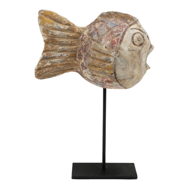 Chinese Polychrome Lucky Fish Sculpture For Sale